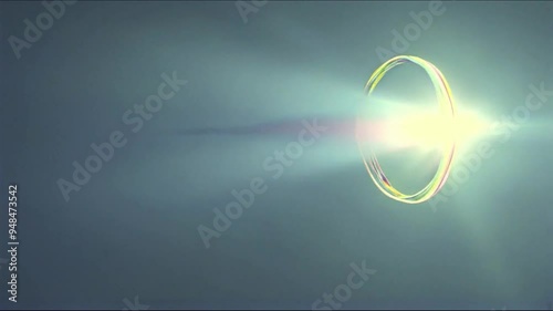 A rainbow is seen in the sky with a bright light shining through it 4K motion