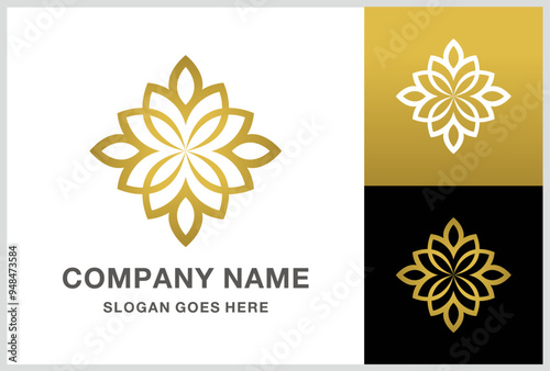 Geometric Circle Flowers Business Company Stock Vector Logo Design Template