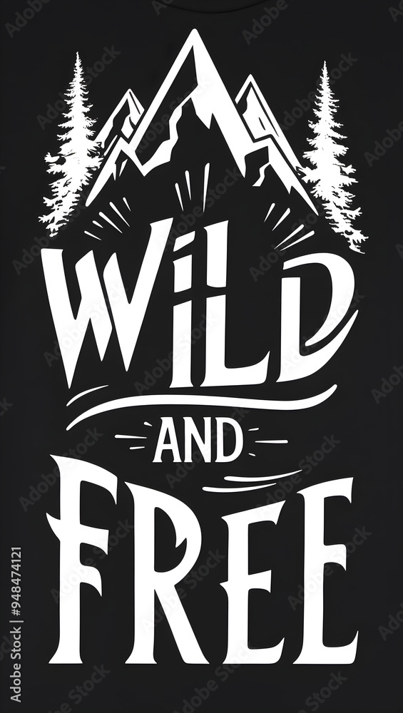 Fototapeta premium Wild And Free Poster With Black Background, Generative Ai