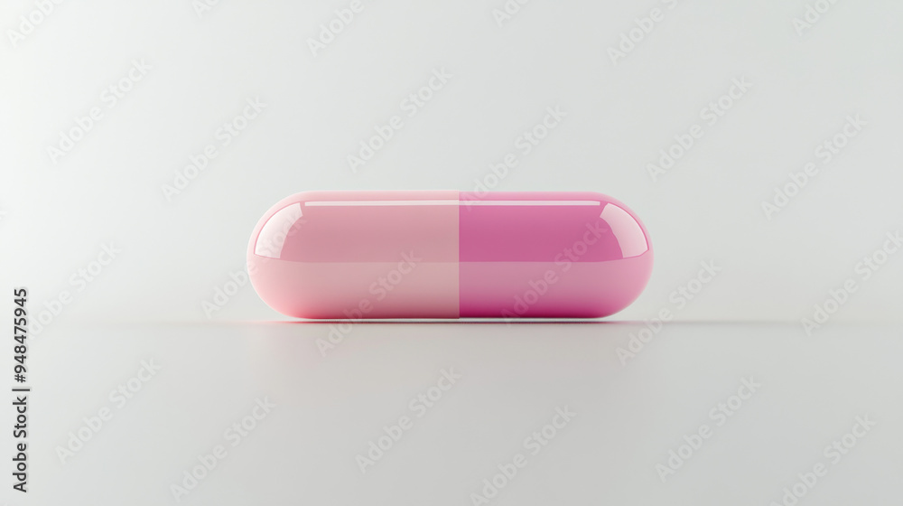 3D rendering of a capsule pill isolated on a white background, depicting antibiotic resistance and pastel drug concepts with a focus on health, medical technology, and minimalism. 3D rendering of a capsule pill isolated on a white background, depicting antibiotic resistance and pastel drug concepts with a focus on health, medical technology, and minimalism.