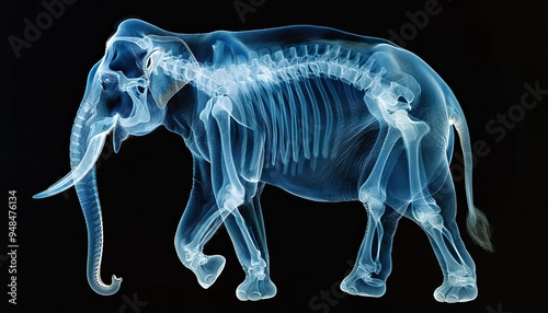 Wallpaper Mural X-ray image of an elephant skeleton, showing the detailed bone structure and anatomy. Torontodigital.ca