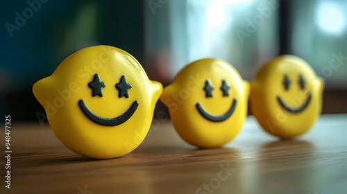 Business excellence in customer service, 5-star satisfaction survey concept with smiley face icons, photo