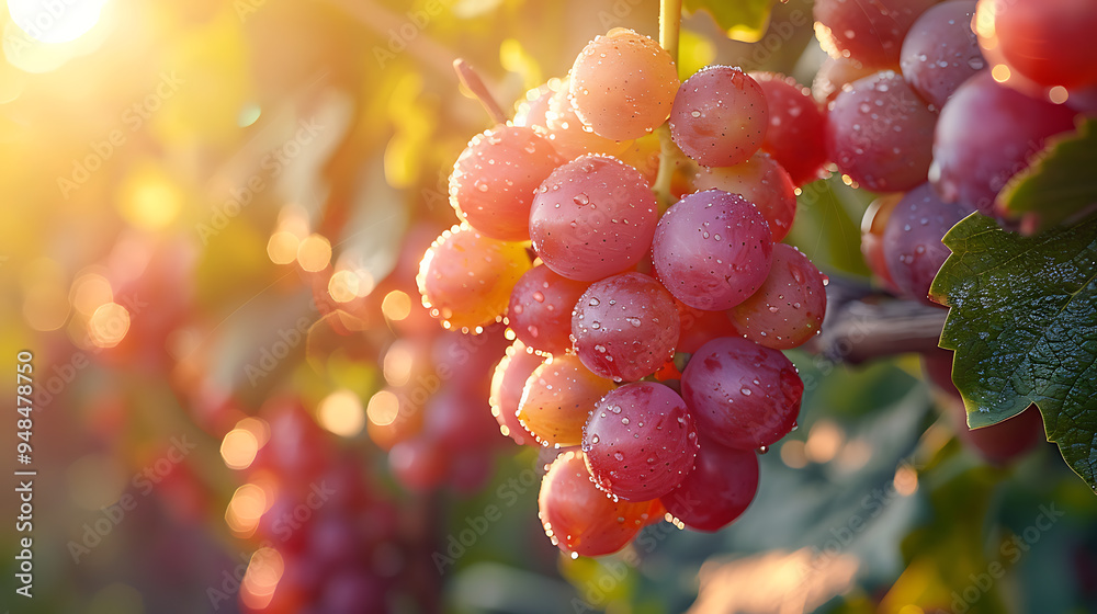  fresh grapes on a vine