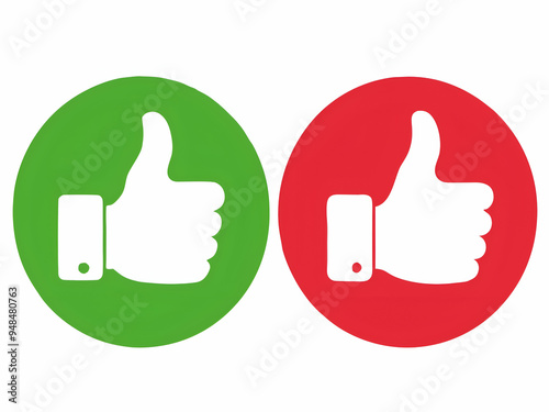 Thumb up and thumb down icons. Like and dislike signs.