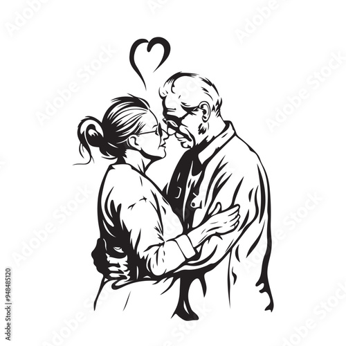 Old Couple Love Stock Illustrations. Elderly couple in love Vector Image