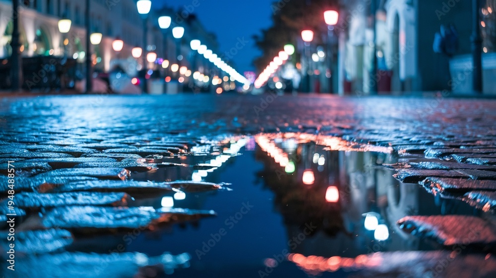 City Lights Reflected in a Puddle on Cobb City Lights Reflected in a Puddle on Cobb