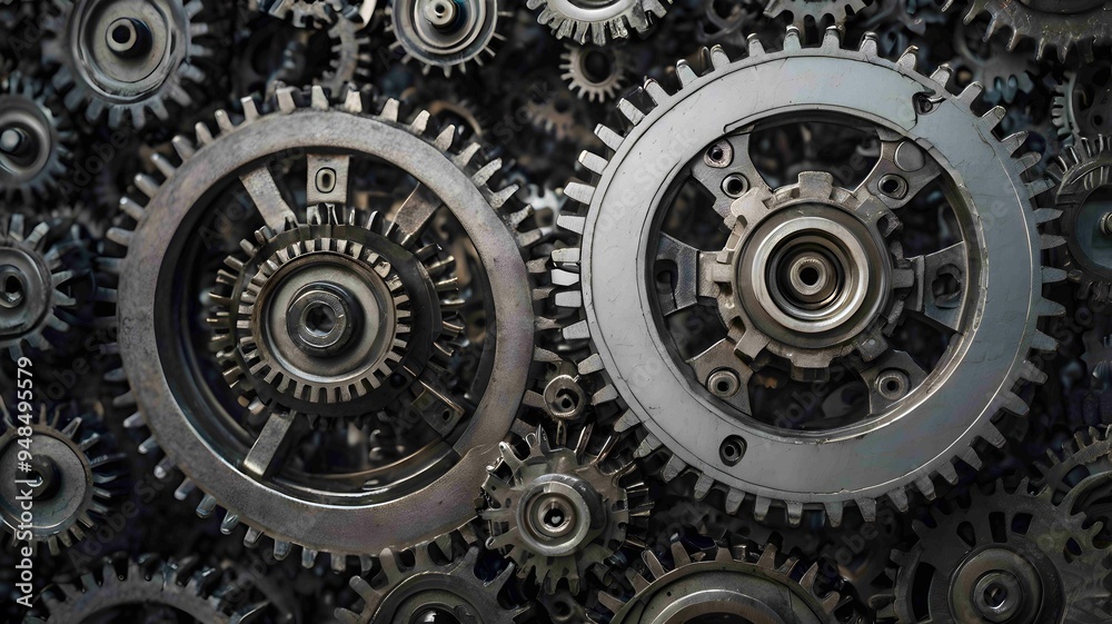 Intricate Mechanical Gears Close-Up with High Precision Engineering - Generated AI Intricate Mechanical Gears Close-Up with High Precision Engineering - Generated AI