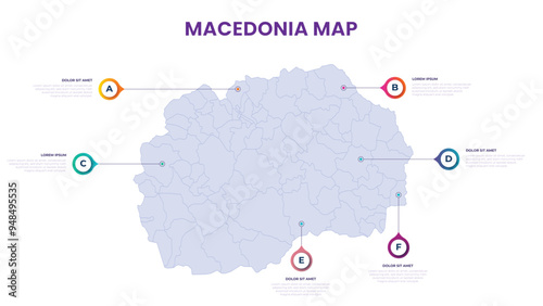 A map of the Macedonia. Macedonia infographic vector illustration with data and country information