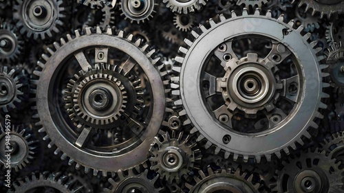 Wallpaper Mural Intricate Mechanical Gears Close-Up with High Precision Engineering - Generated AI Torontodigital.ca