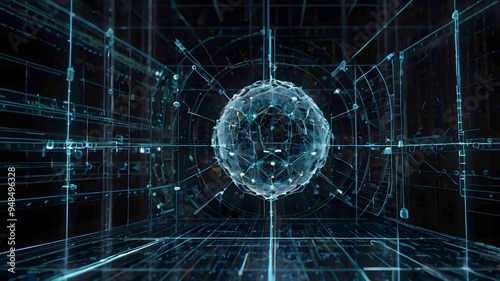 Futuristic Digital Sphere with Complex Network of Data Connections in Cyberspace Generated AI
