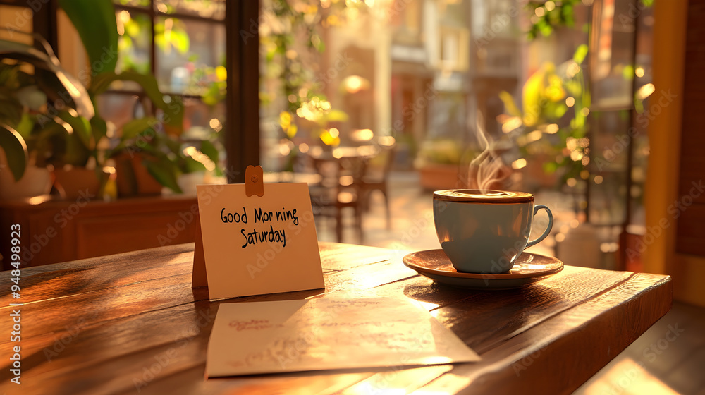 Cheerful Start to the Weekend with 3D Rendered Sticky Note and Coffee Cheerful Start to the Weekend with 3D Rendered Sticky Note and Coffee