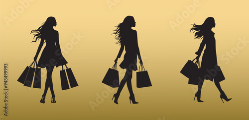 Stylish Female Silhouettes with Bags