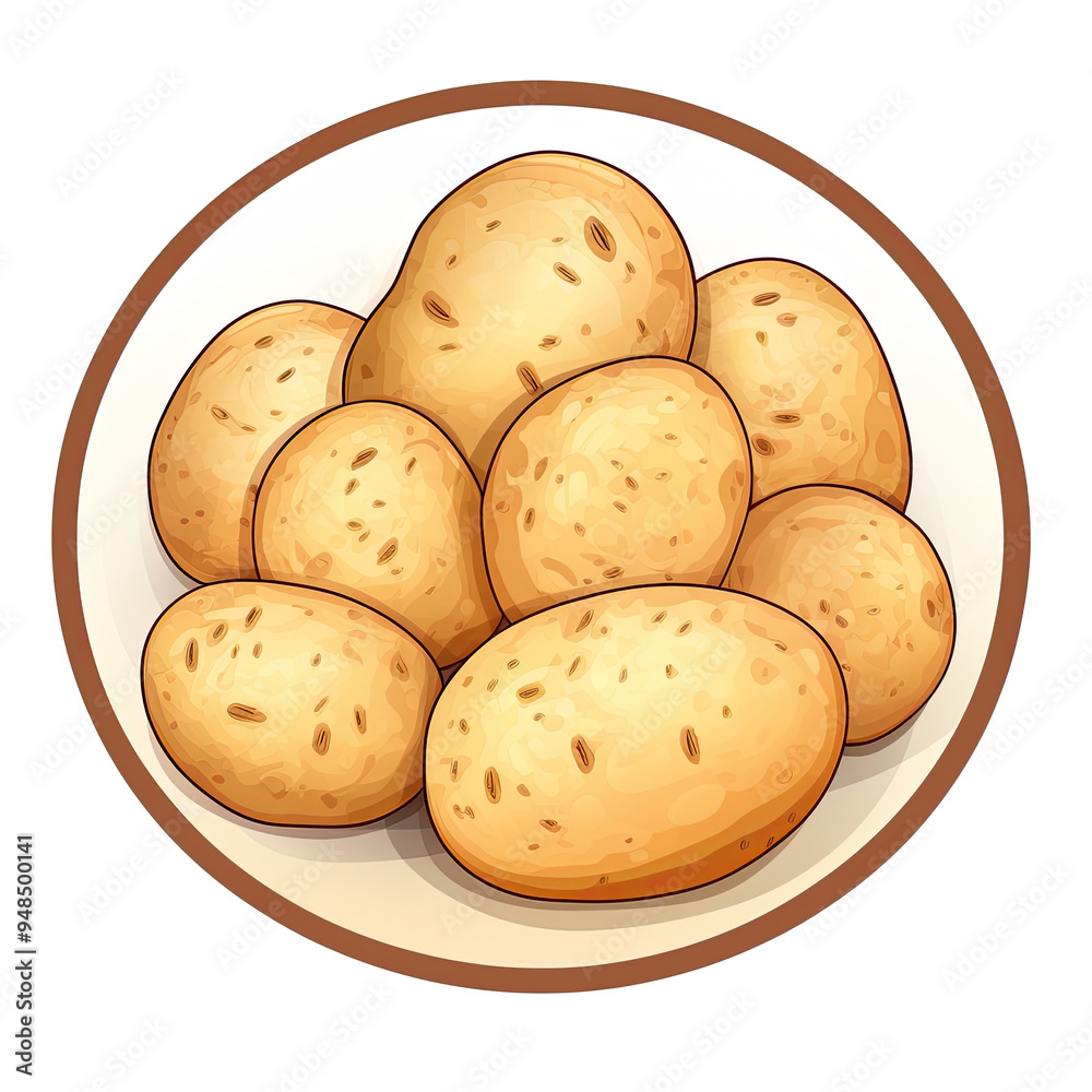 An illustration of potatoes on a plate