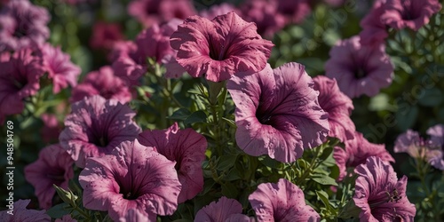 A cluster of purple petunias surrounded by more purple petunias.