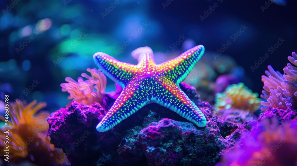 A Colorful Starfish in a Vibrant Underwater Scene A Colorful Starfish in a Vibrant Underwater Scene