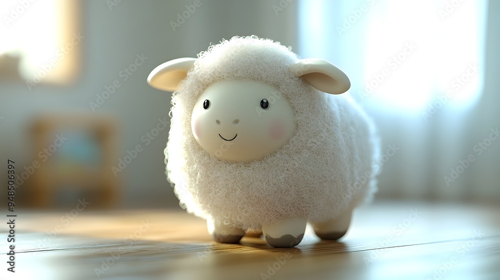 Adorable 3D Rendered Lamb Shaped Piggy Bank for Nursery or Child s Room Adorable 3D Rendered Lamb Shaped Piggy Bank for Nursery or Child s Room