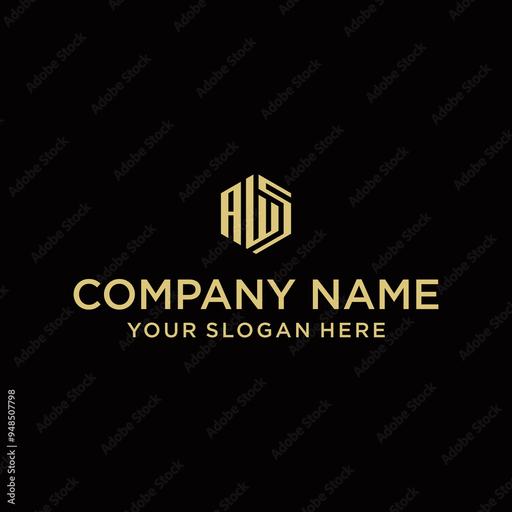 AWS letter logo in the form of hexagons and cube logos with letter designs for corporate identity
