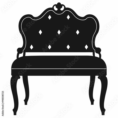 Upholstered bench Black silhouette
