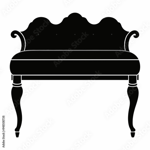 Upholstered bench Black silhouette