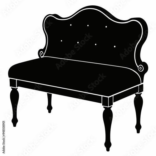 Upholstered bench Black silhouette