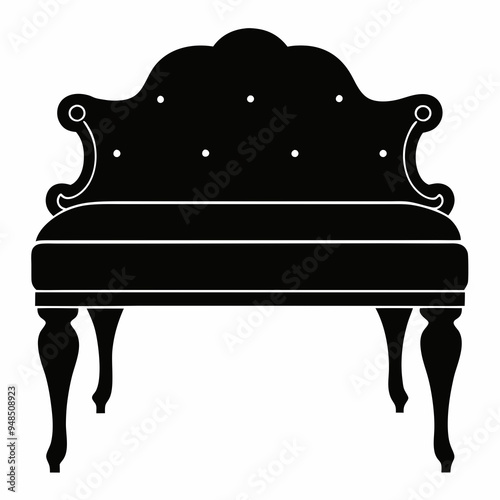 Upholstered bench Black silhouette