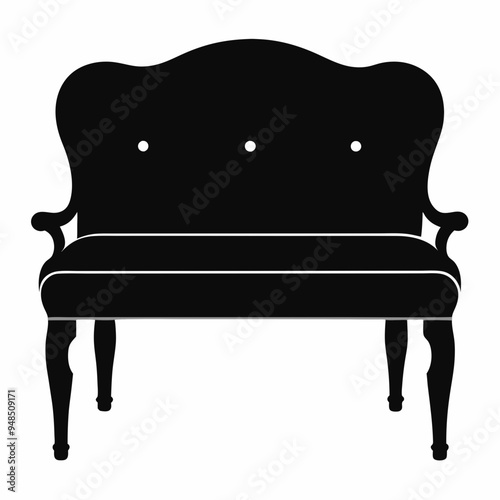 Upholstered bench Black silhouette