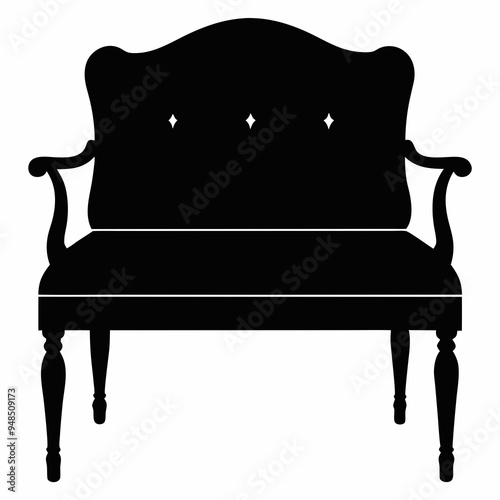 Upholstered bench Black silhouette