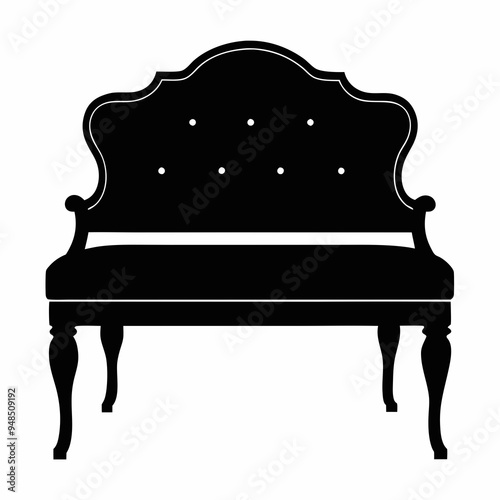 Upholstered bench Black silhouette
