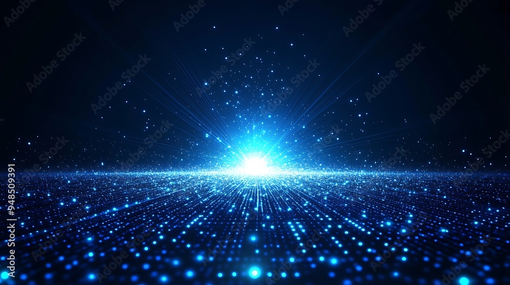 Abstract digital technology background with bright blue lights and particles, conveying innovation and futuristic concepts. Abstract digital technology background with bright blue lights and particles, conveying innovation and futuristic concepts.