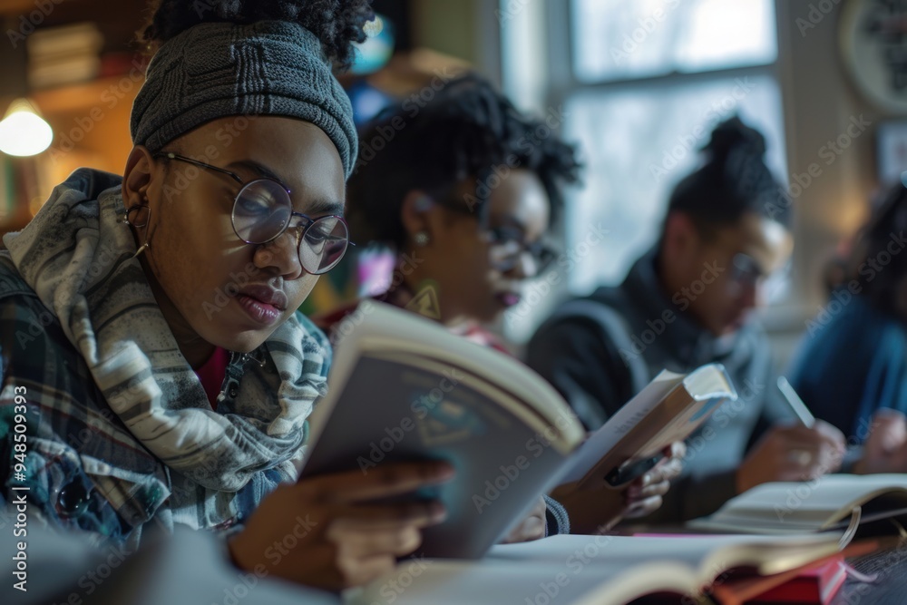 A group of young people read carefully together, studied together for the college entrance exam, and learned more. A group of young people read carefully together, studied together for the college entrance exam, and learned more.