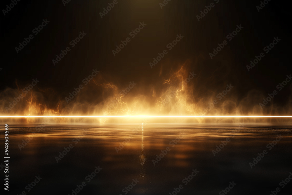A horizontal beam of light shines on the bottom, with only one soft and warm golden line glowing in front. The background is pure black. It has an extremely delicate texture that f A horizontal beam of light shines on the bottom, with only one soft and warm golden line glowing in front. The background is pure black. It has an extremely delicate texture that f
