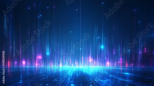 Abstract futuristic background with neon lights and glowing particles, perfect for technology, digital, and virtual concepts.