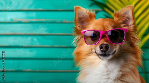 Playful Spitz Dances With Glasses. The Concept