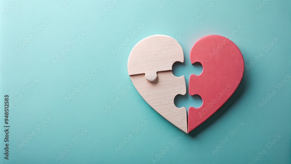 Minimalist illustration of a broken heart with a missing puzzle piece, symbolizing longing and yearning for a distant loved one, set against a soft pastel background. Minimalist illustration of a broken heart with a missing puzzle piece, symbolizing longing and yearning for a distant loved one, set against a soft pastel background.