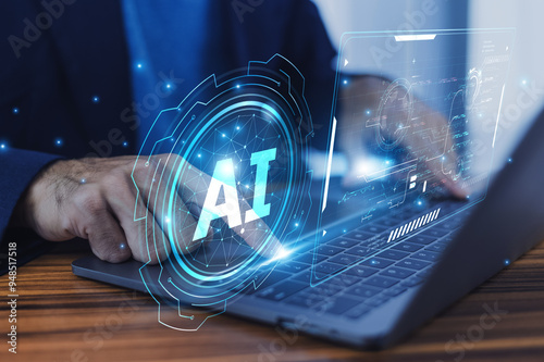 Businessman use Artificial Intelligence AI rapidly advancing technology of the future that will play a crucial role in every aspect of daily life.