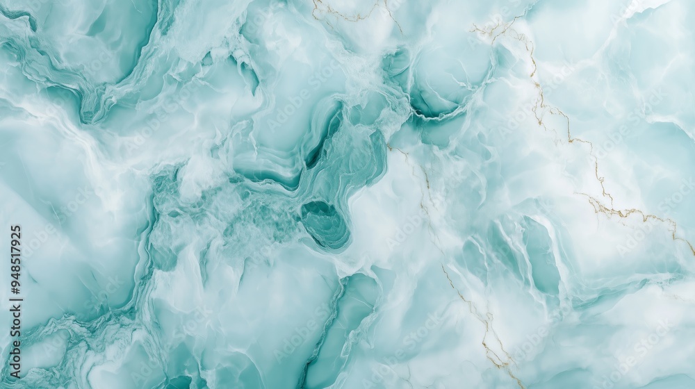 Naklejka premium Elegant green and white marble texture with smooth swirls, ideal for design and decoration, captured in natural light