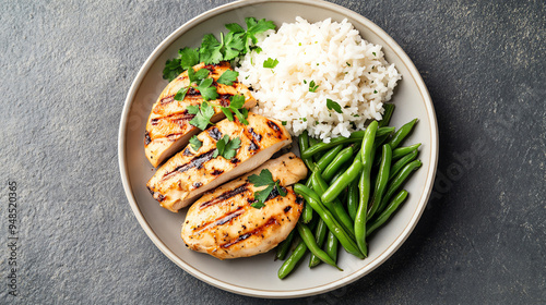 A well-balanced kidney-friendly meal featuring grilled chicken photo