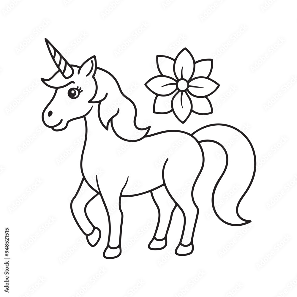 Fototapeta premium A unicorn with a flower-shaped horn
