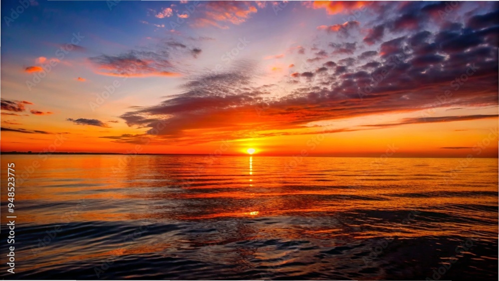 Fototapeta premium A serene sunset over the sea, showcasing vibrant colors