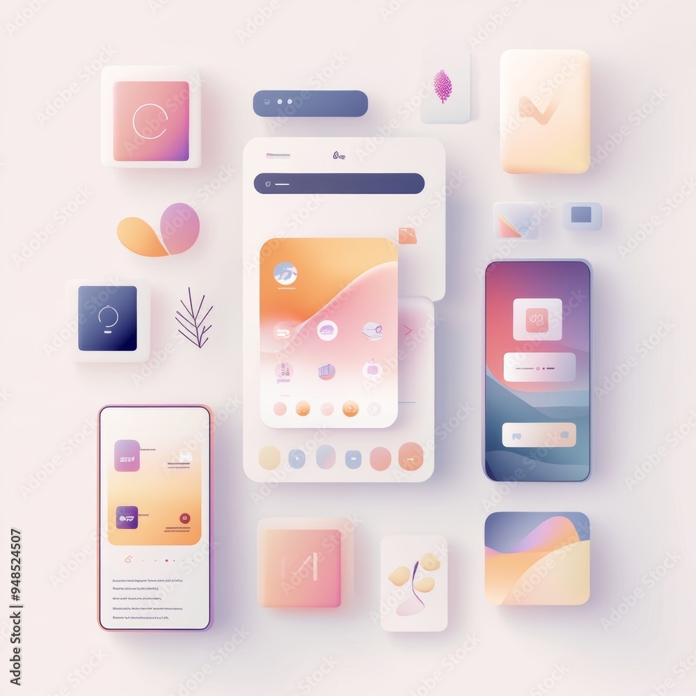 1. Minimalist UI design with flat icons and soft gradients, website ...