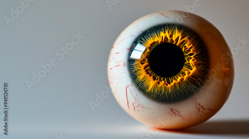 Close-Up of a Realistic Bloodshot Eyeball with Detailed Iris and Veins Against a Soft Gradient Background, Ideal for Horror and Medical Themes