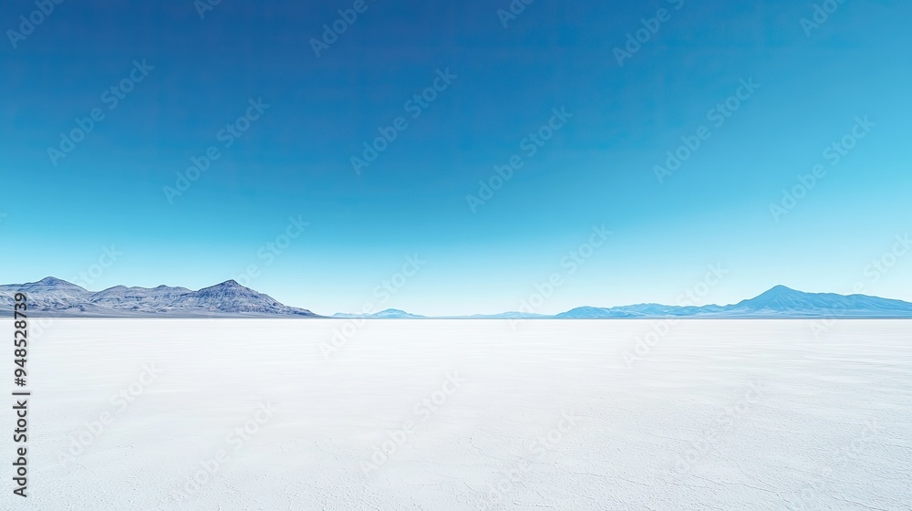 A panoramic view of the Utah salt flats with a clear blue sky. No people, copy space. A panoramic view of the Utah salt flats with a clear blue sky. No people, copy space.