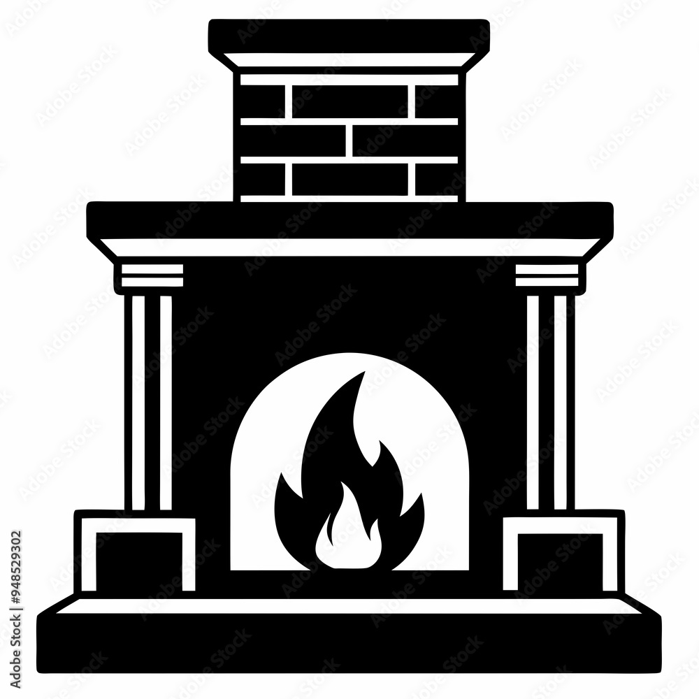 Fireplace Black silhouette