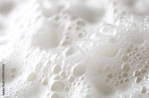 white soap foam bubbles on a white background