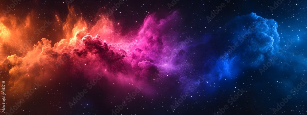 Obraz premium Abstract, colorful powder explosion background. Color splash in space, vibrant paint burst concept