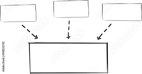 Mind map infographic diagram doodle line free hand drawing. Idea scheme plan with arrows and circles. Mind process step chart. Project concept