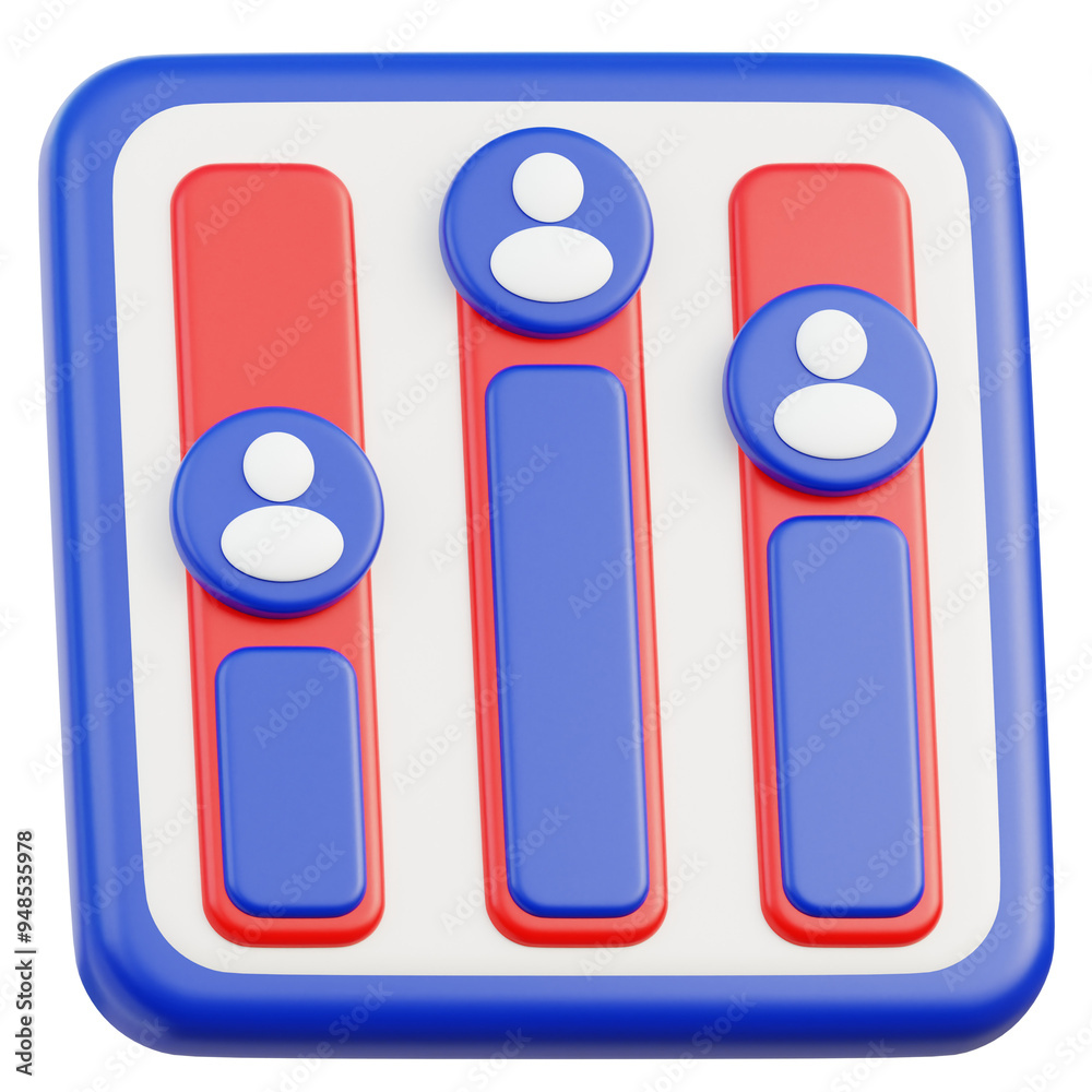 3D Voting Control Panel Icon with User Profiles 3D Voting Control Panel Icon with User Profiles