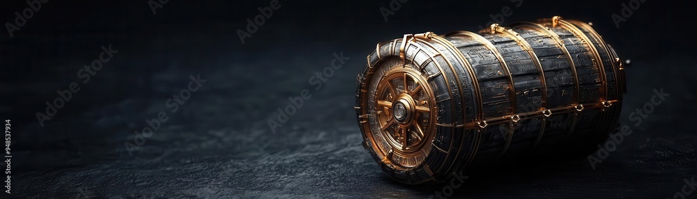 Obraz premium Ancient artifact-turned-time machine, blending archaeology with futuristic technology to unlock temporal shifts, time machine, artifact time travel