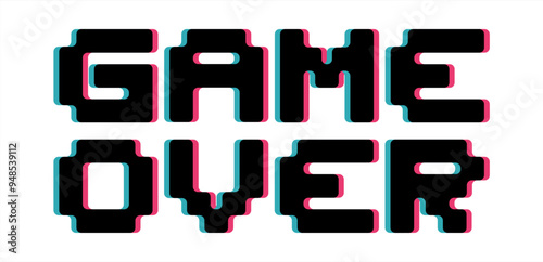 Game over message with glitch noise retro effect vector screen