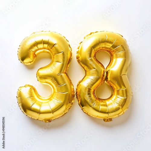 3D inflated balloon shape numbers on white background